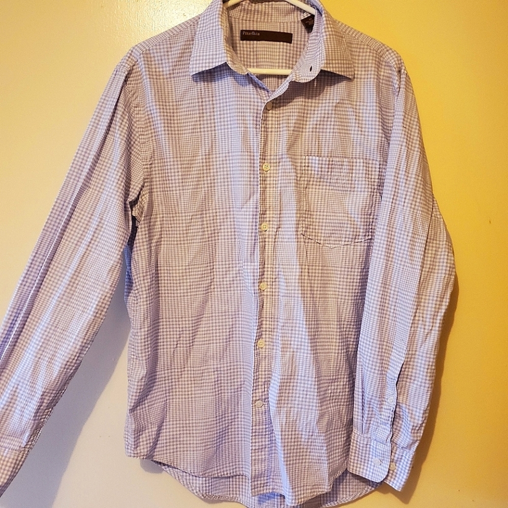 Perry Ellis • Purple Plaid Button Up